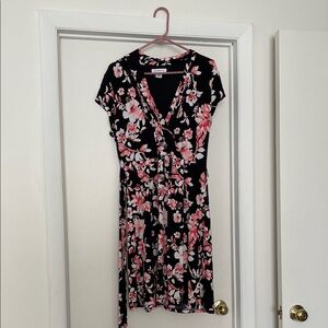 Liz Claiborne Black and Pink Floral Mini Dress